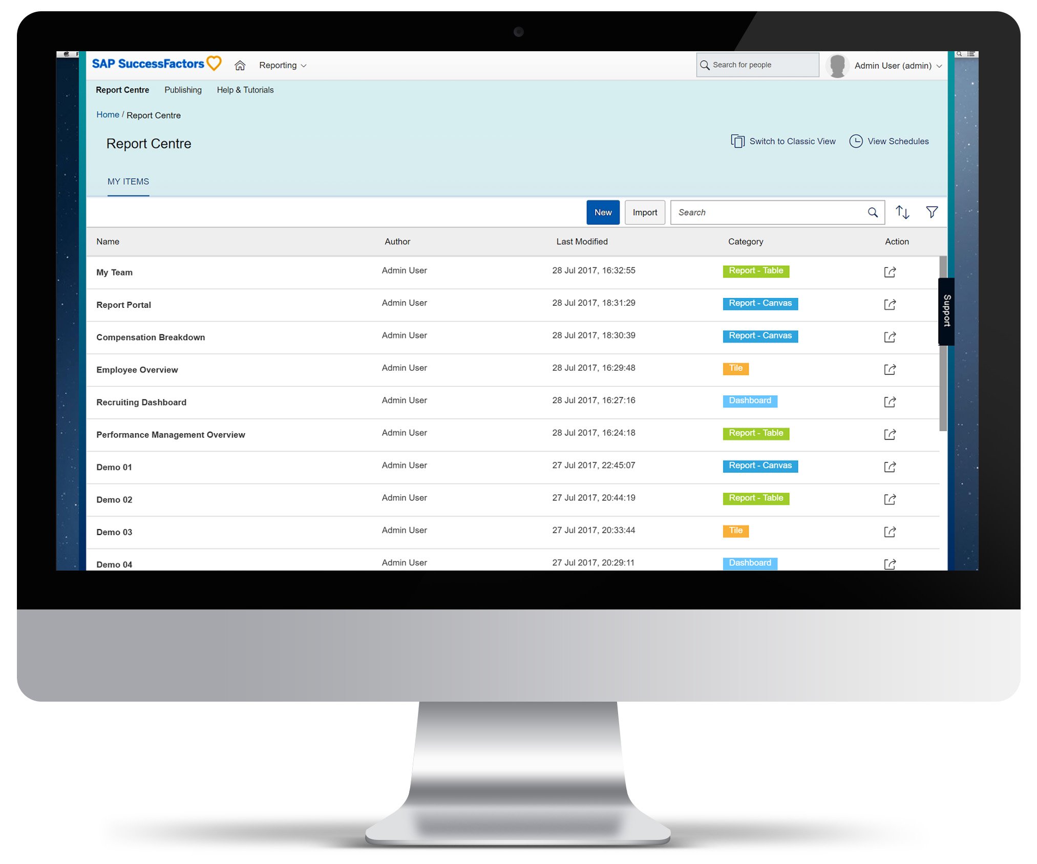 global assignment report successfactors